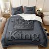 Luxury King Crown Print Duvet Cover Set(1 Duvet Cover & 1/2 Pillowcase) Metallic Style Bedding Set For Men Bedroom Decor