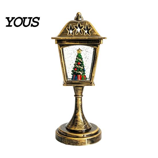 Warm Atmosphere Lighting Christmas Snow Sphere Lamp, Retro Street Lamp Design, Santa Winter Theme Ornament Snowman Tree Night Light for Bedroom,