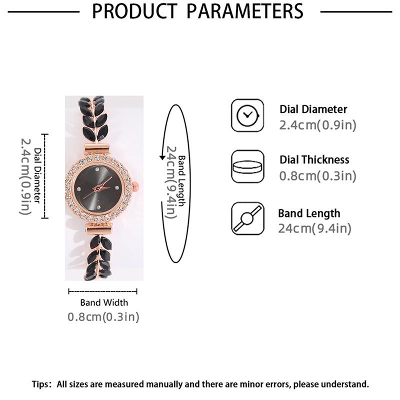 5PCS Luxury Personalized Diamonds with Diamonds Bracelet Style Quartz Watch Heart Shaped Girls' Pendant Necklace Bracelet Earnail Jewelry Set