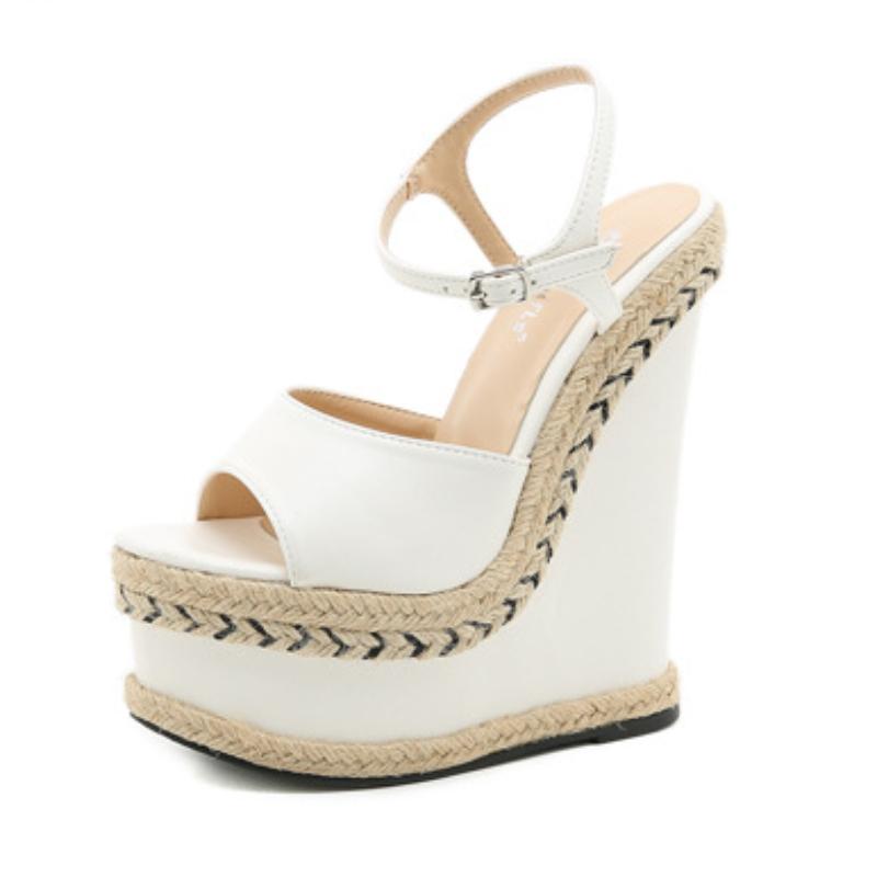 Fashion NEW Sexy Shoes for Women 2025 Fashion Platform Sewing Wedges High Heels Patchwork Retro Sandals Summer Femmes Chaussures