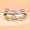 Luxury Two Tone Gold Silver Color CZ Cross Stackable Ring for Women Daily Wear and Party