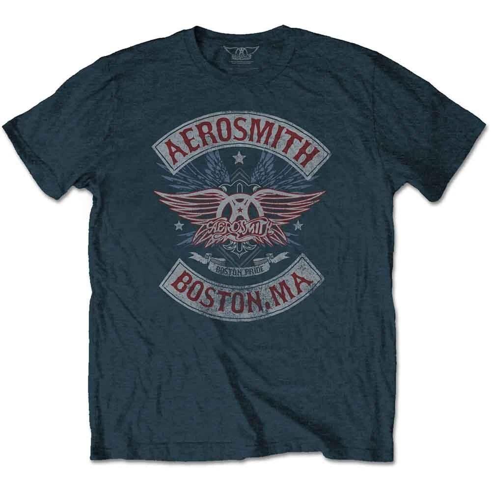 Aerosmith Boston Pride Denim Blue T-Shirt Official Licensed Music 4XL