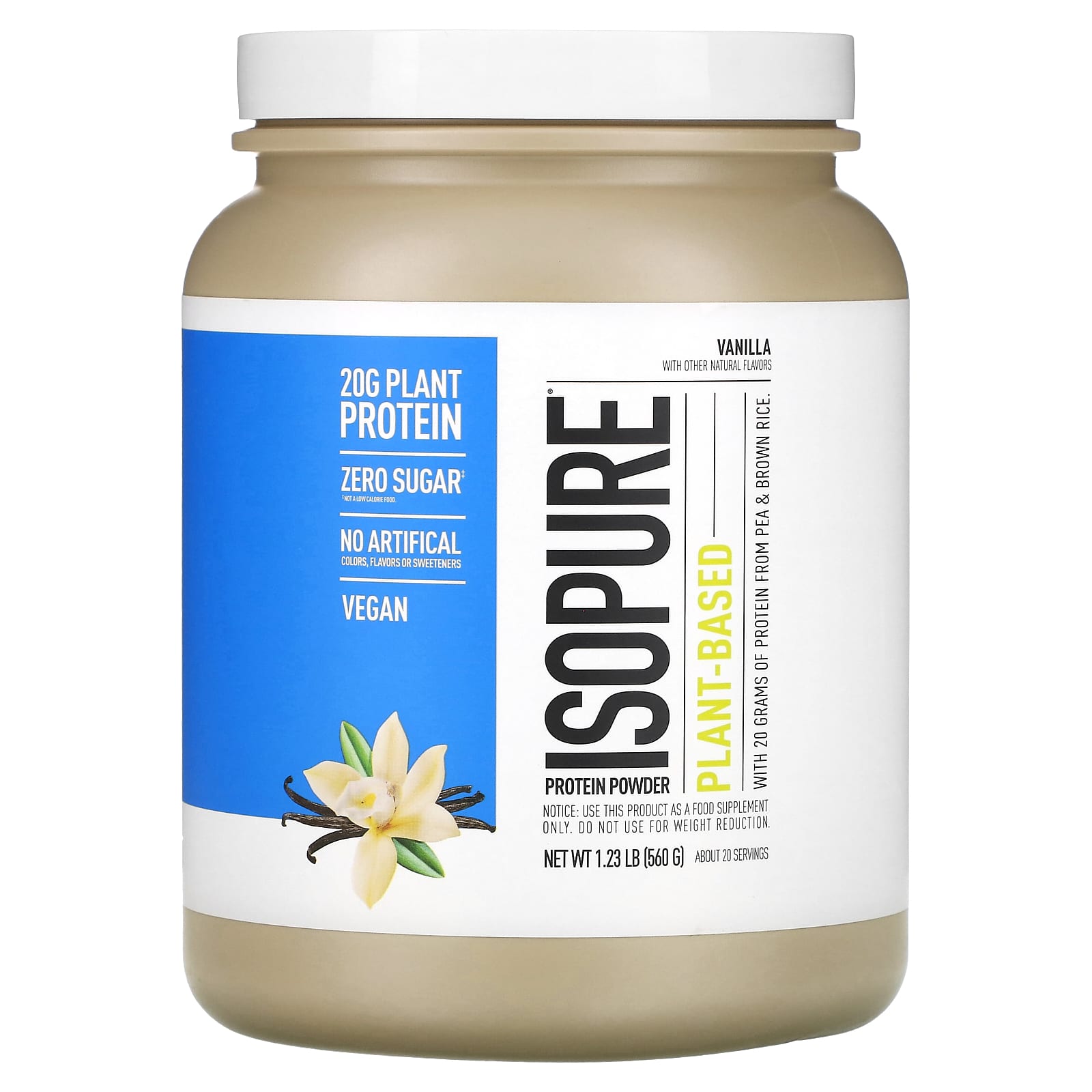 

Isopure, Plant-Based Protein, Vanilla, 1.23 lb (558 g)