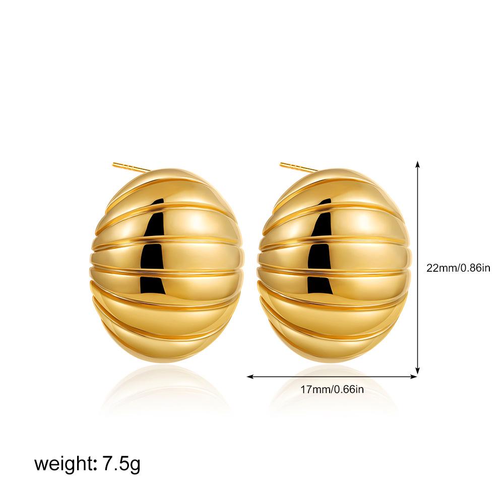 

Elegant Oval Striped Chubby Earrings - European & American INS Style