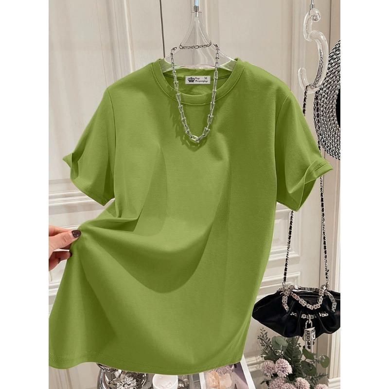 Large Version of Loose T-shirt for Women's Short-sleeved Pure Cotton Summer New Korean Version of Cute Girl Mid-length Top