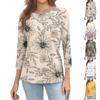 T-shirt da donna stampata allentata con maniche a 3/4, girocollo, moda casual, alla moda