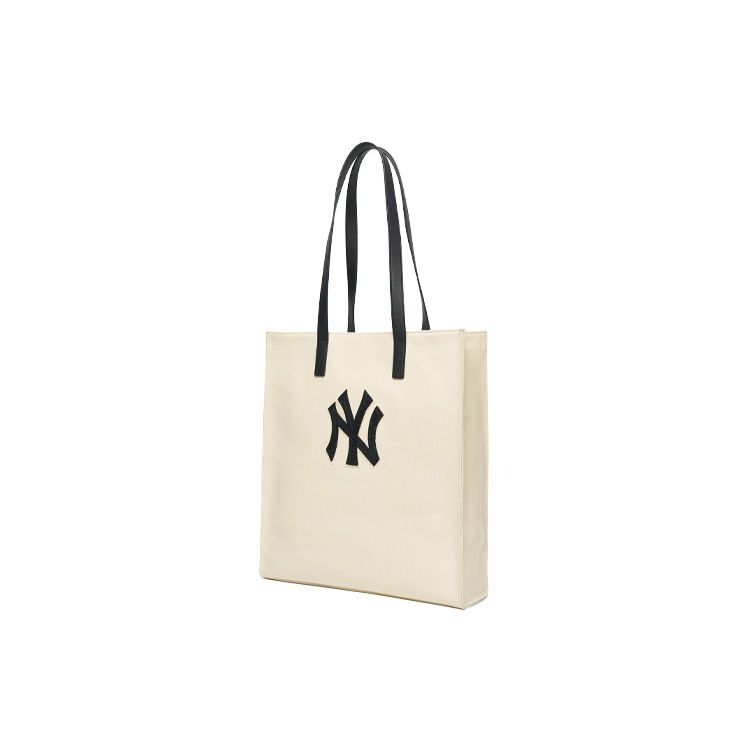 MLB New York Yankees Brand Logo Open Closure Cotton Canvas Tote Shopping Bag Handbag Shoulder Bag Unisex Tote Bags Beige 3AORM022N-50CRS