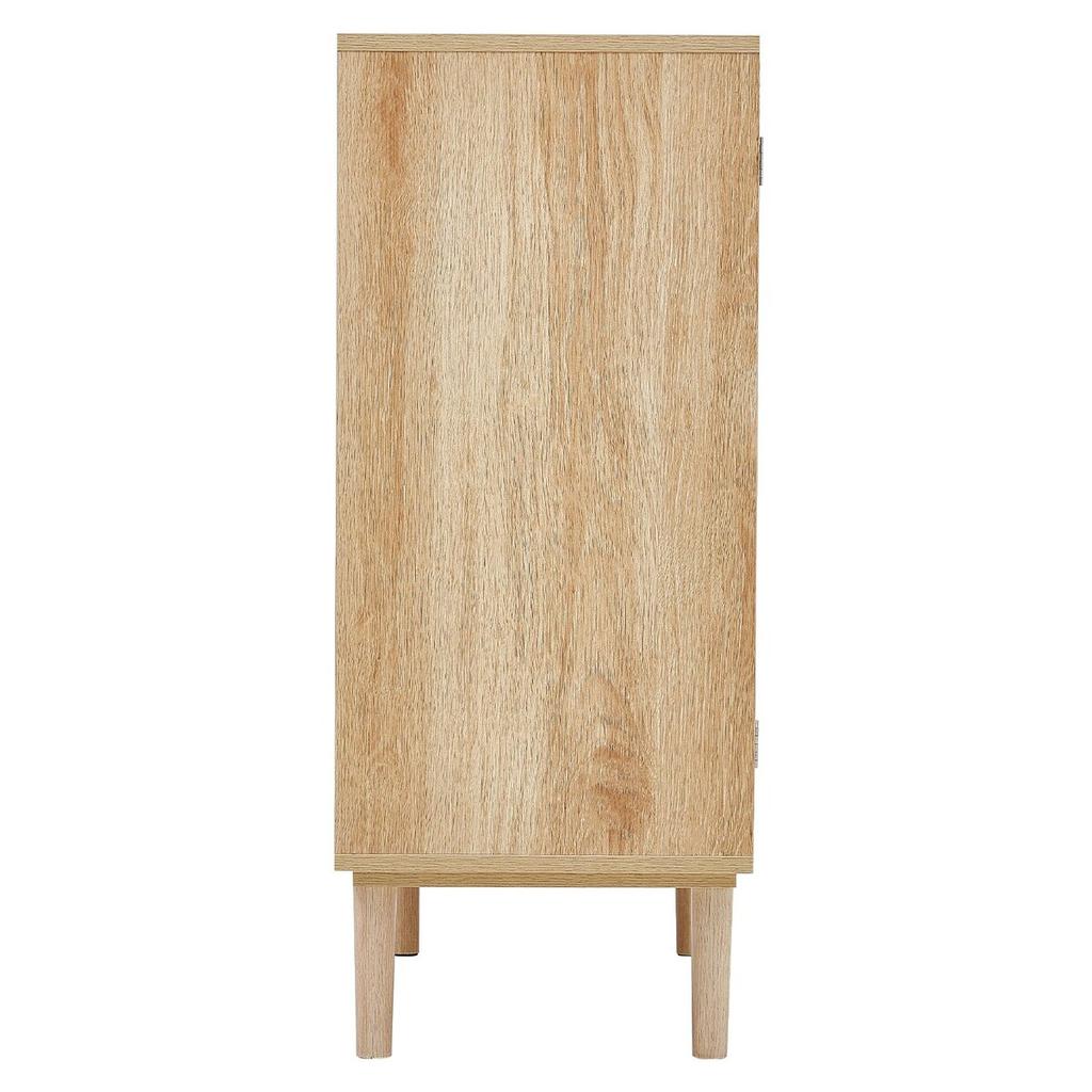 Rattan-Schrankaufbewahrung mit 2 Magnettüren & verstellbaren Regalen Natur