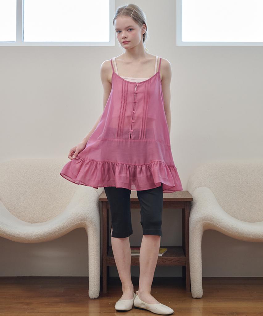 Opening Sunshine Pintuck Sleeveless Chiffon Mini Dress Rose Pink