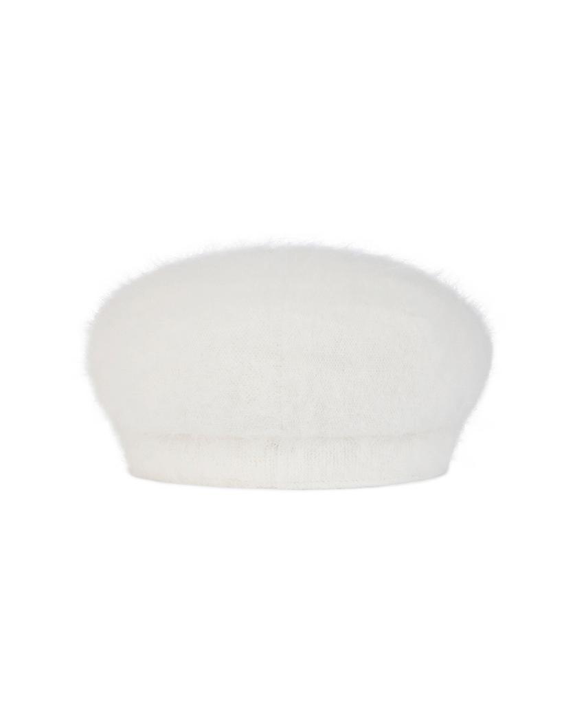 Bajal Va Square Studded Angora Beret Cream