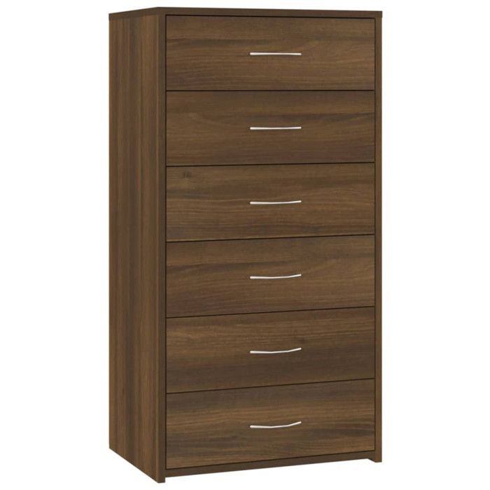 815365 vidaXL Buffet with 6 Drawers Brown Oak 50x34x96 Cm Engineered Wood