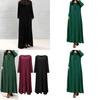 Elegant Plus Size Women Cotton Long Sleeve Vintage Kaftan Casual Maxi Dress