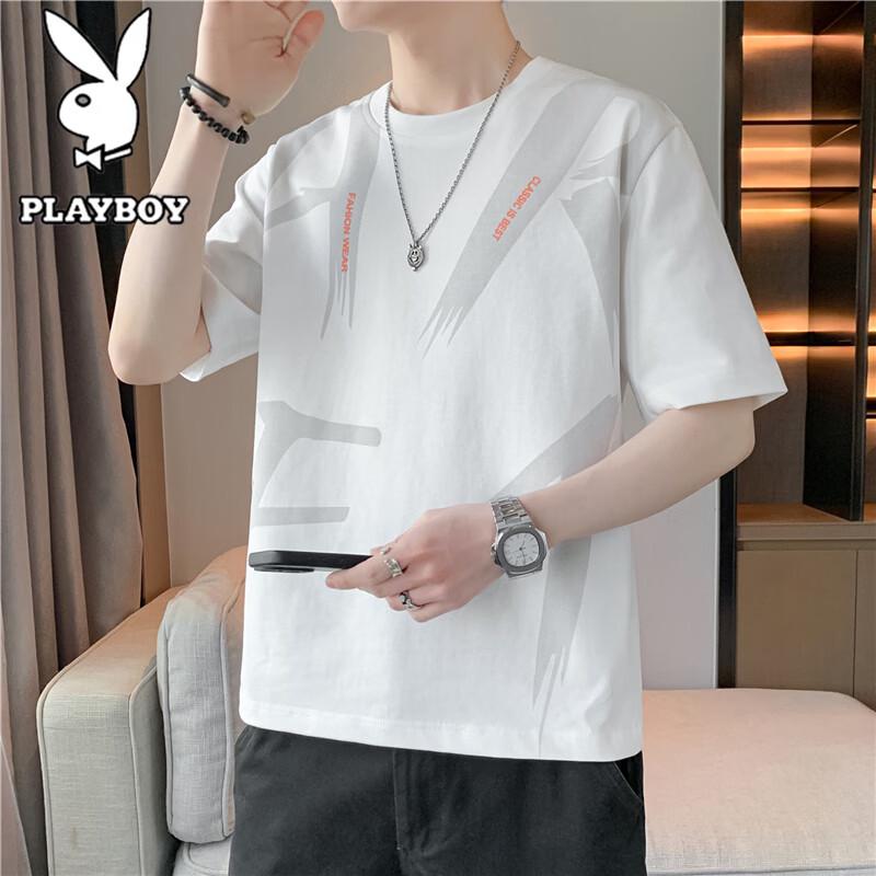PLAYBOY Men's Loose Fit Round Neck Short Sleeve T-Shirt