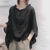 2021 New European-Style Women's Bat Sleeve Imitation Linen Summer Top