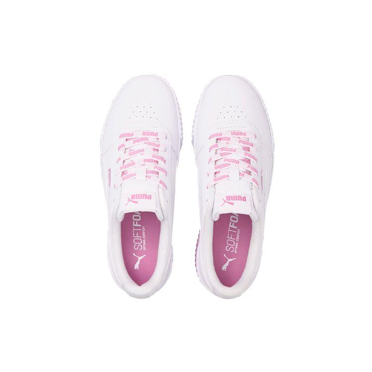 Puma Carina Logomania Leder Bequeme Low-Top Sneaker Damen Sneaker Weiß Rot Rosa 383906-02