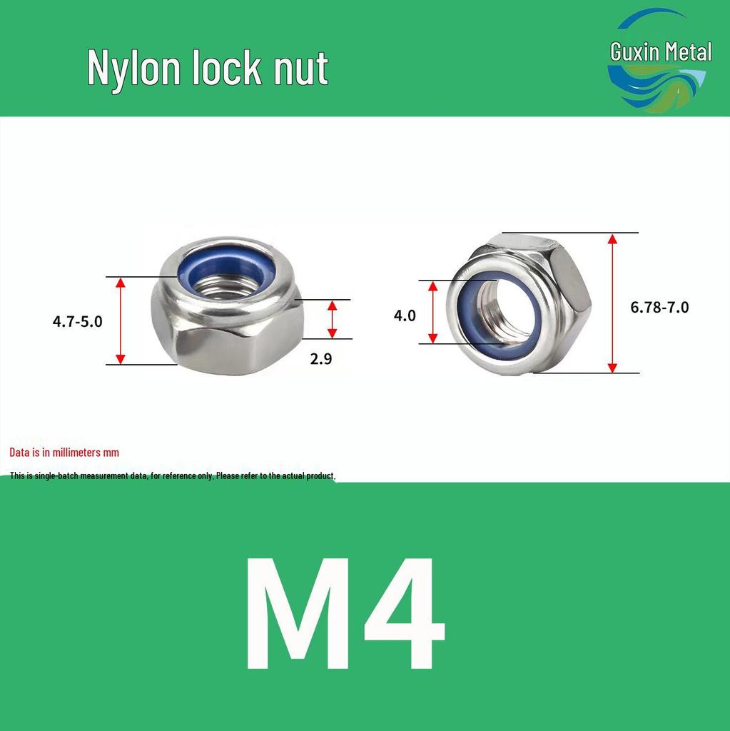Stainless Steel Self-locking Nylon Lock Nut DIN985, M3-M30, Anti-slip/loosening.
