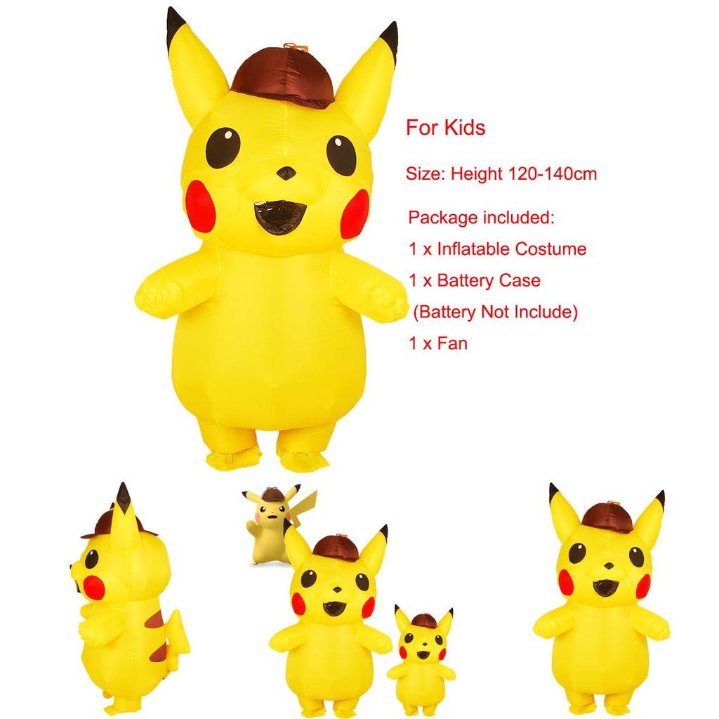 Vielseitiges aufblasbares Kostüm Detektiv Pikachu für Kinder und Erwachsene mit zeitlosem Charme für jeden Anlass