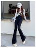 Women's Black High-Waist Micro-Flare Jeans, Spring/Summer 2025 Collection