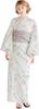 (Dita) Women's Yukata 5-Piece Set, Pink and White Pastel Colors, Watercolor Flowers, Girly, Easy To Wear by One Person (Watercolor Flower Moon Play,