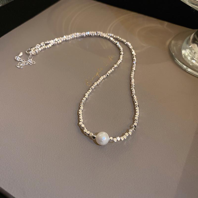 French retro artificial opal love flower pearl necklace collarbone chain Korean necklace women