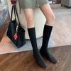 Autumn and winter new fashionable comic legs~ temperament square head flat boots socks boots bag legs medium tube thin boots women
