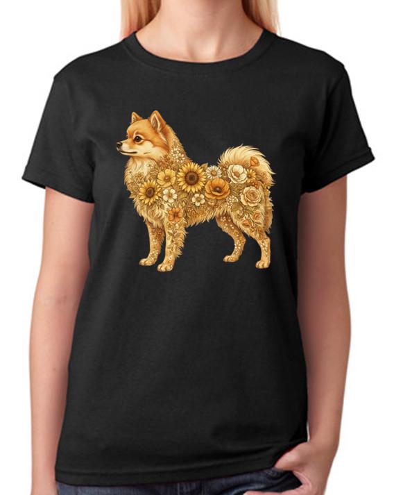 Floral Chihuahua Dog Artwork Ladies T-Shirt Cute Pet Art Tee 2XL