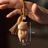 Handmade Wood Carving Cats Bag Charms Keychain Purse Accessories Cute Mini Tassels Pendants Suitable for Bags Backpack