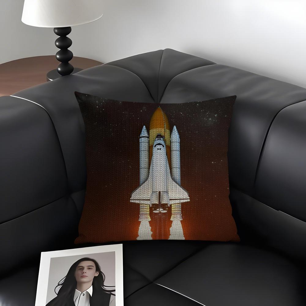 Rocket Cool Cushion Cover Natural Linen Organic Fabric DoubleSided Printing Sofa Home Decor Gift Pillow Case