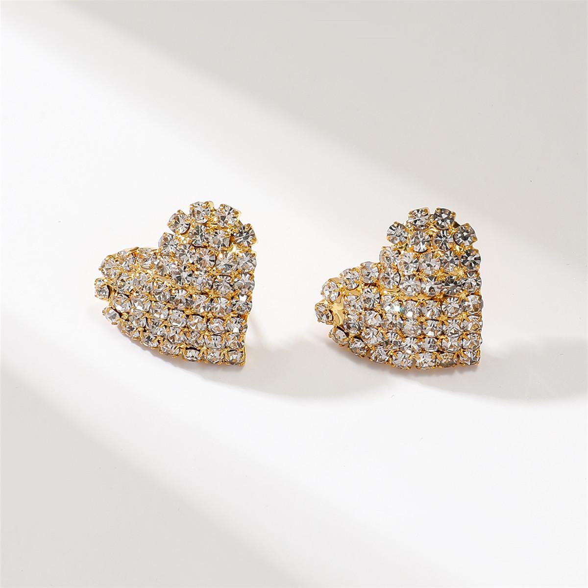 Ladies  Simple earrings Earrings And Ear Accessories Rhinestone Heart love Earrings With Feminine Temperament And Versatile  Jewelry