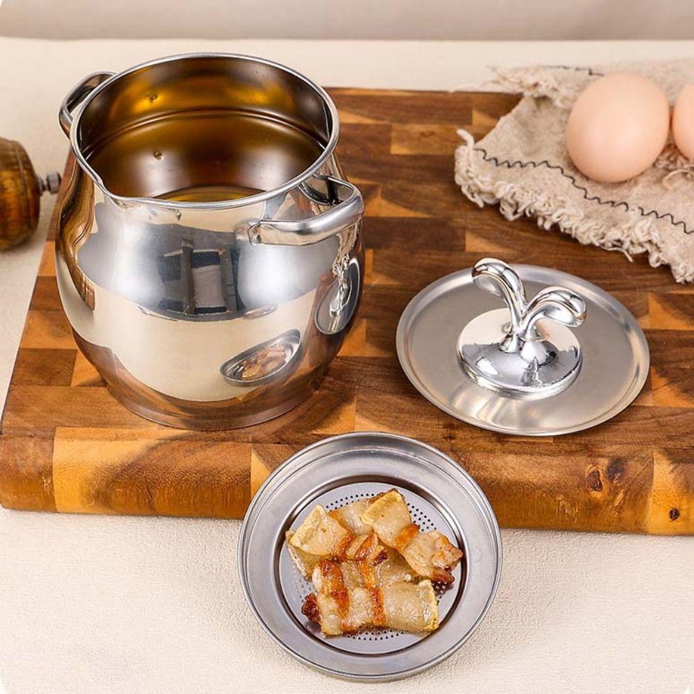 New 1.5/3.5L Oil Filter Pot Large Capacity Lard Strainer Filter Tank Stainless Steel Grease Keeper Oil Bottle Kitchen