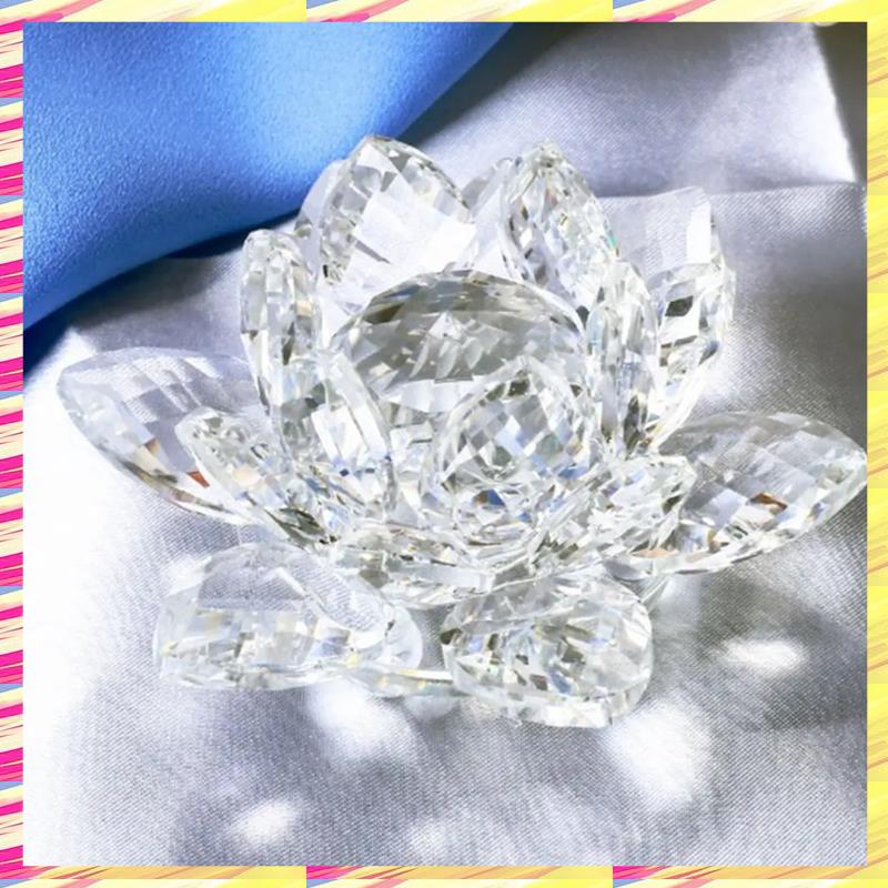 ABJJ G Kristall Lotusblume Figur Dekoration Lotusblume Dekor Glas Handwerk Sammlung Briefbeschwerer Tischdekoration Souvenir Geschenk