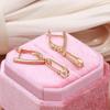 Kienl Paper Clip Long Drop Women's Earrings Rose Gold Color Fine Jewelry