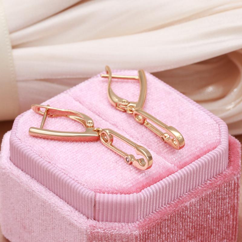 Kienl Paper Clip Long Drop Women's Earrings Rose Gold Color Fine Jewelry