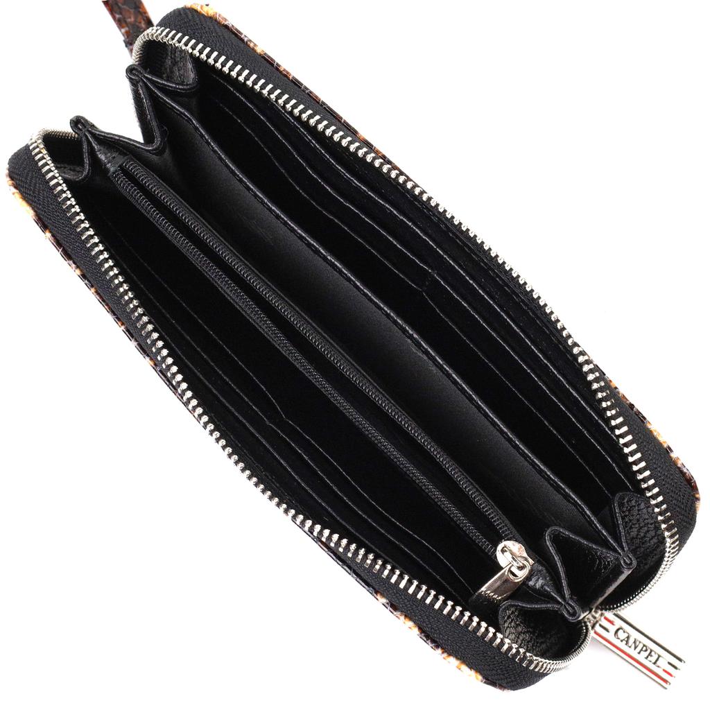 Original Wallet for Women Made of Genuine Textured Leather with Snake Embossing CANPELLINI 21722 Multicolored