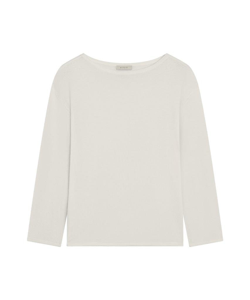 Siyajyu Sikn2194 Loose Fit Natural Boat Neck Knit_Ivory