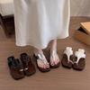 Summer Outer Wear Thick-soled Heightening Set Toe Slope Heel Cool Slippers Women's 2025 New with Skirt Beach Sandals Flip-flops