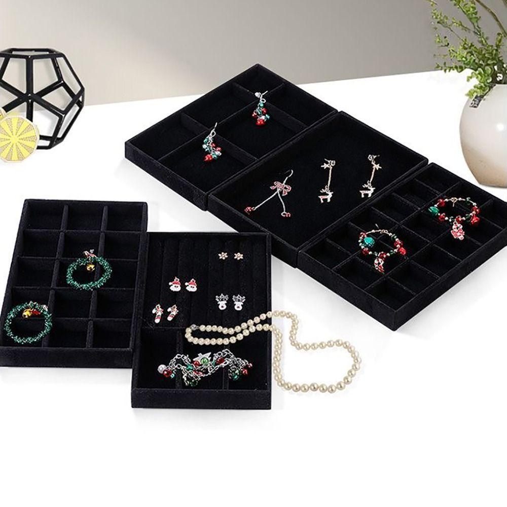 Multicolor Velvet Jewelry Storage Box Stackable Organizer Trays  Ring Bracelet Necklace