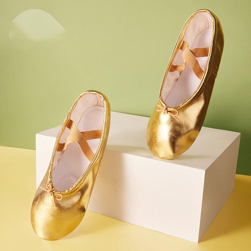 Dětské taneční boty měkká podrážka PU kůže plátno boty kočičí dráp zlaté stříbrné taneční boty baletní taneční boty velkoobchod