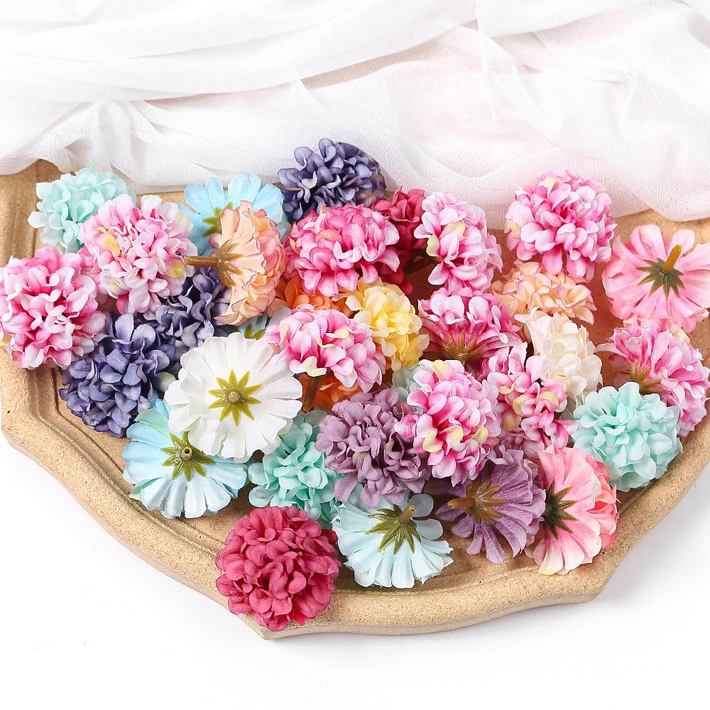 10/20/30Pcs Hydrangea Artificial Flowers Heads 4cm for Home Room Decor DIY Marriage Wreath Accessories Bride Wedding Decoration