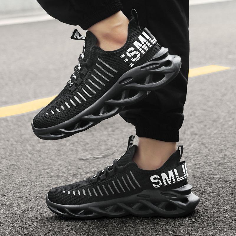 Sports Shoes Men's Breathable Fly Woven Men's Shoes Fried Dough Twists Soles Hollow Thick Soles Large Casual Shoes