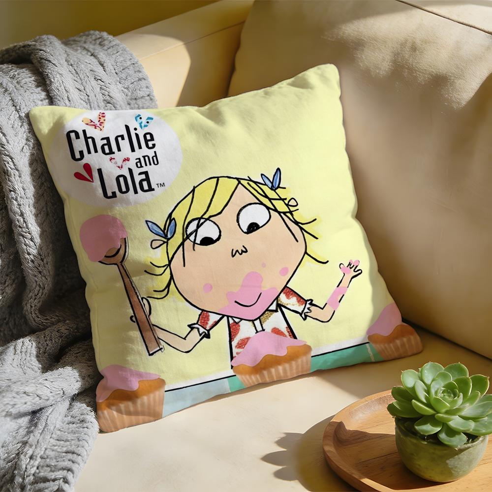 Cushion Cover Washed Linen Soft Breathable Decorative Case for Sofa Home Pillow cover CCharlie and Lola Anime