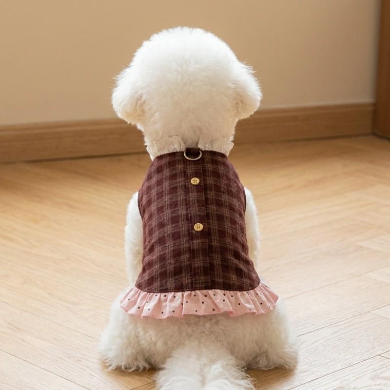 Autumn Winter Dog Dresses New Style Dog Clothes Luxury Retro Dot Pet Skirt Puppy Vest Chihuahua Bichon Dog Princess Dress Shirts