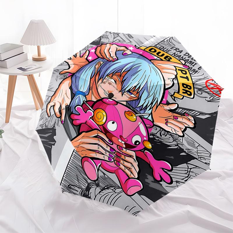 

1pc DUB PT BR Automatic Folding Umbrella with 3-Fold Design, 8-Bone Iron Frame Outdoor for Fans, Travelers, Everyday Use, and Festive Gifts.C034