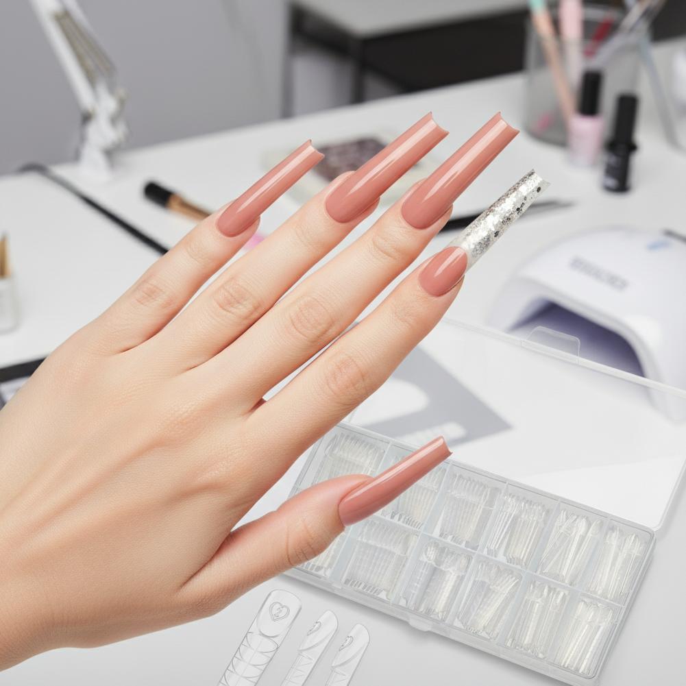 60/150Pc Nail Art Dual Forms French-style Clear Reusable Nails Extension Nail Forms DIY Almond Trapezoid Shaped Nail Gel Molds