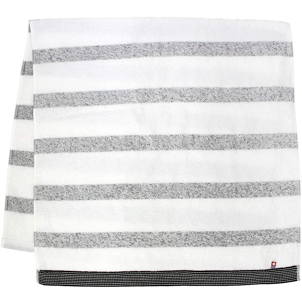Hayashi Bath 60 x 120 Made in Imabari Famille BI207030 Towel, Approx. cm, Japan, Towel, Border, Black,