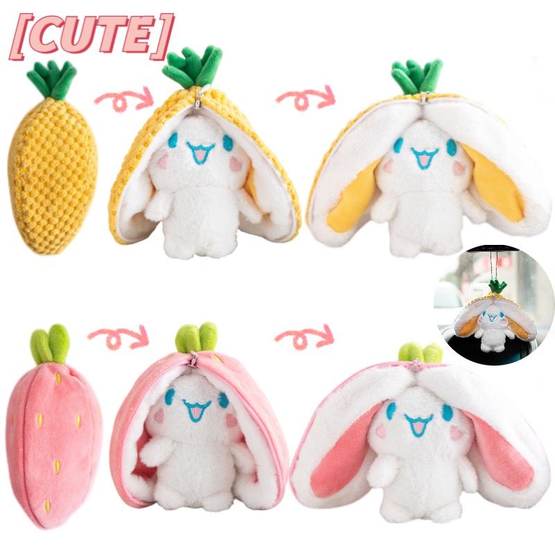 Adorable Strawberry And Cinnamon Dog Keychain Plush Toy For Car Interior And Backpacks 15cm