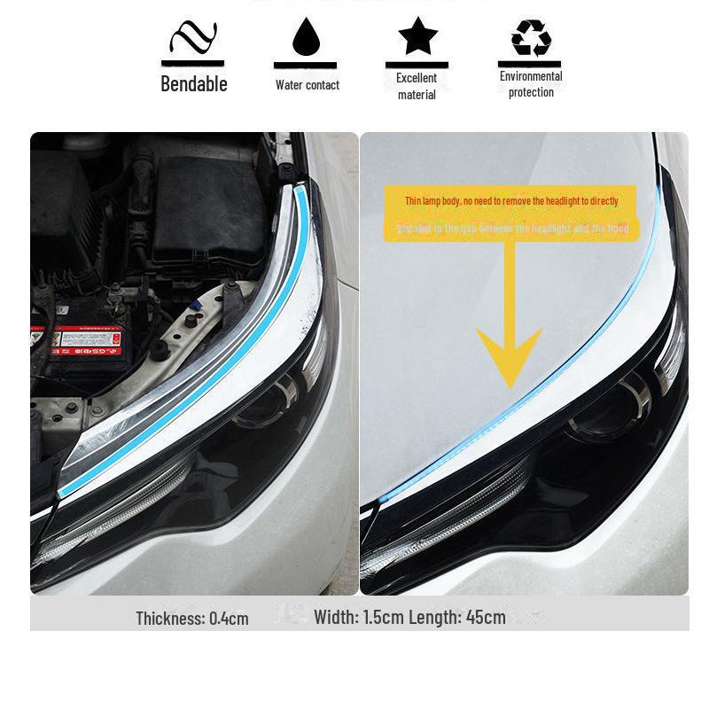 

Силиконовая автомобильная световодная полоса: Сверхтонкие дневные ходовые огни с двухцветным указателем поворота и функцией сканирования старта. 45CM белый