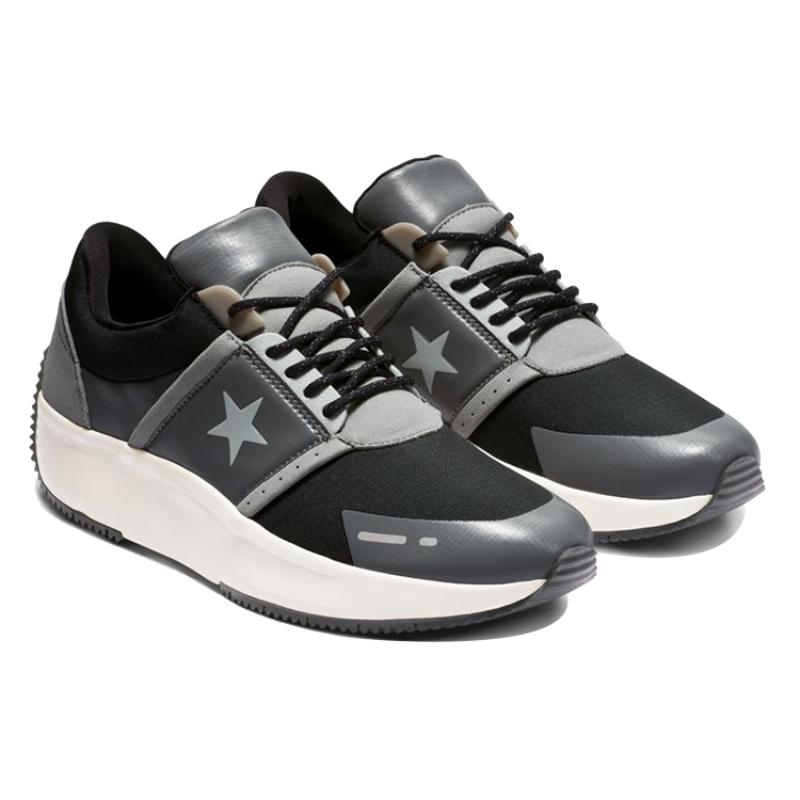 Converse Run Star Hike Fabric Non-slip Lightweight Low-top Sneakers Unisex Gray and Black