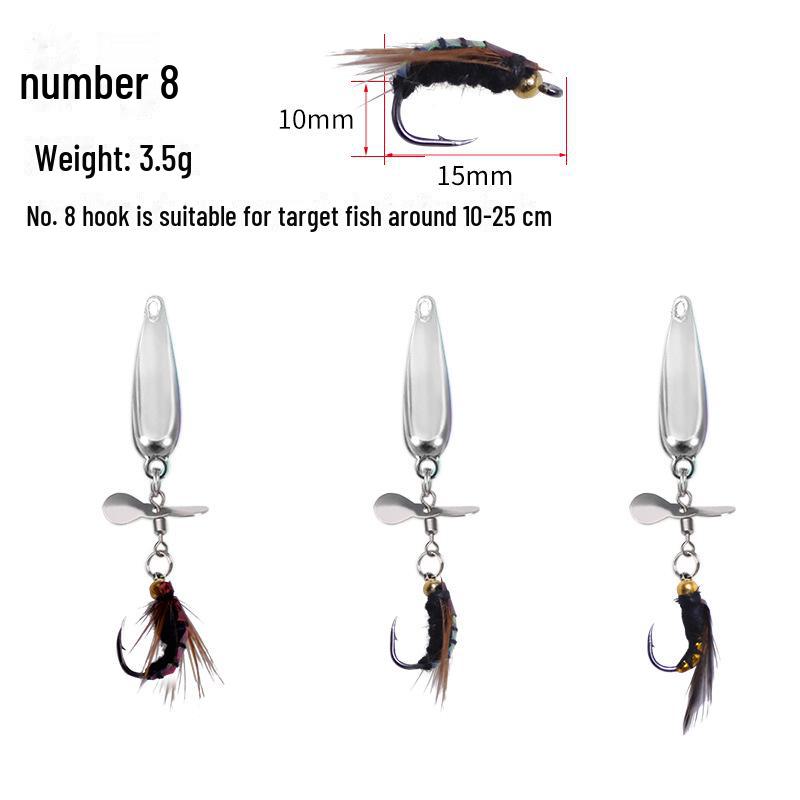 Köder-Mod: Kein Guss, Motten-Pailletten, Propeller, Mikro-Pailletten, Mücken- und weiße Stangenhaken, gewellter Mund.