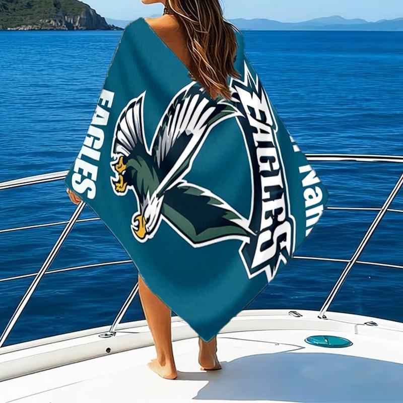 1pc Fashion Cool Eagle Logo2 Beach Towel with Custom Name, Beach/Swimming/Bath/Picnic/Camping Towel, Suitable for Seaside Beaches